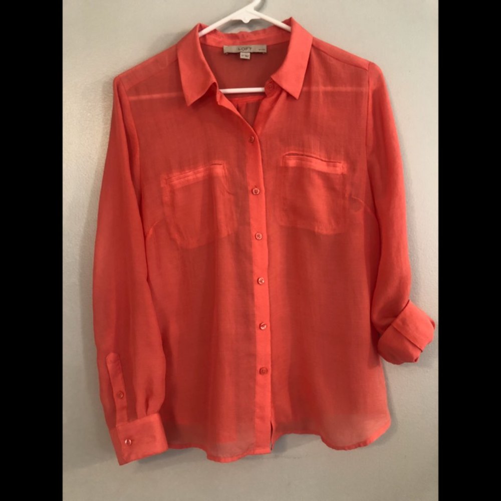 LOFT  Sheer Button Down